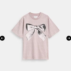 NWT Coach Signature Print Powder Pink Bow TShirt
